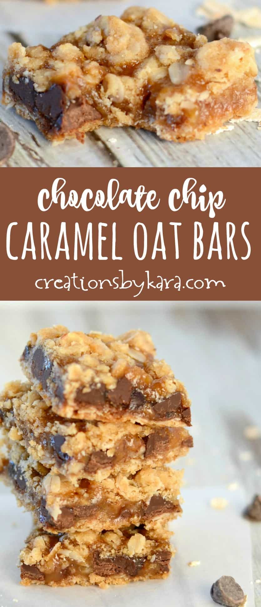 Chocolate chip caramel oatmeal bars