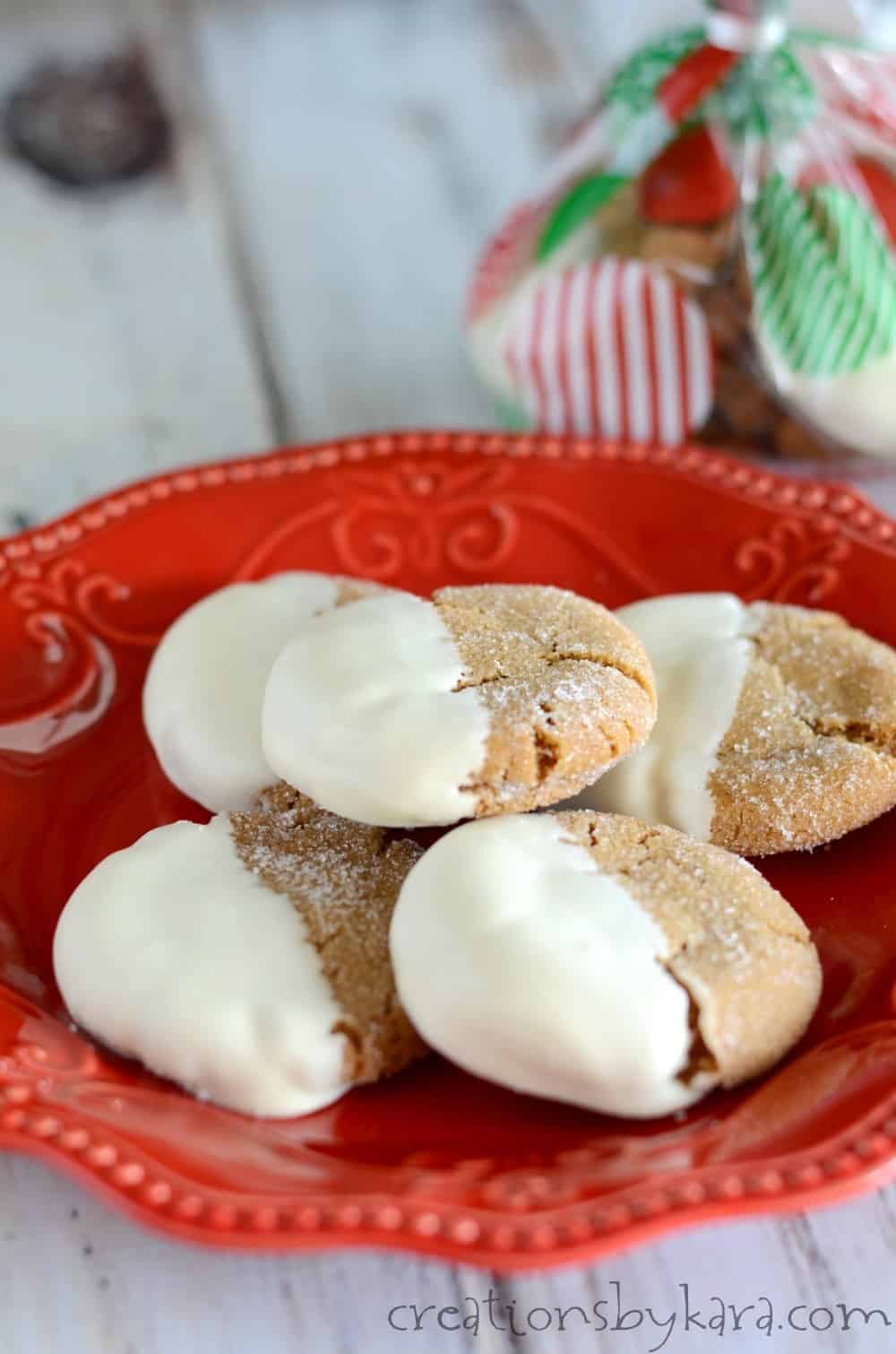 ginger snap cookies dipped in white chocolate
