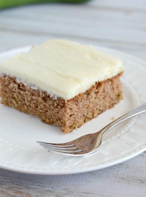 Easy Zucchini Cake w/ Cream Cheese Frosting Recipe- Creations by Kara