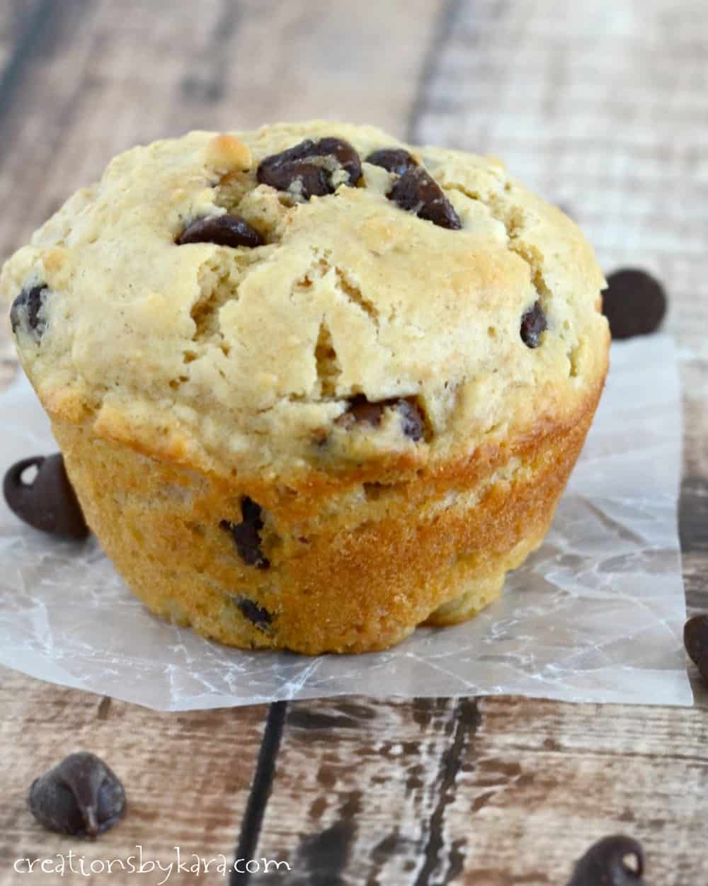 Buttermilk Peanut Butter Chocolate Chip Muffins - Creations by Kara