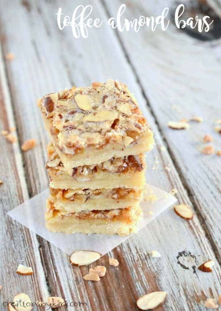 Easy Toffee Almond Bars Recipe - Creations by Kara