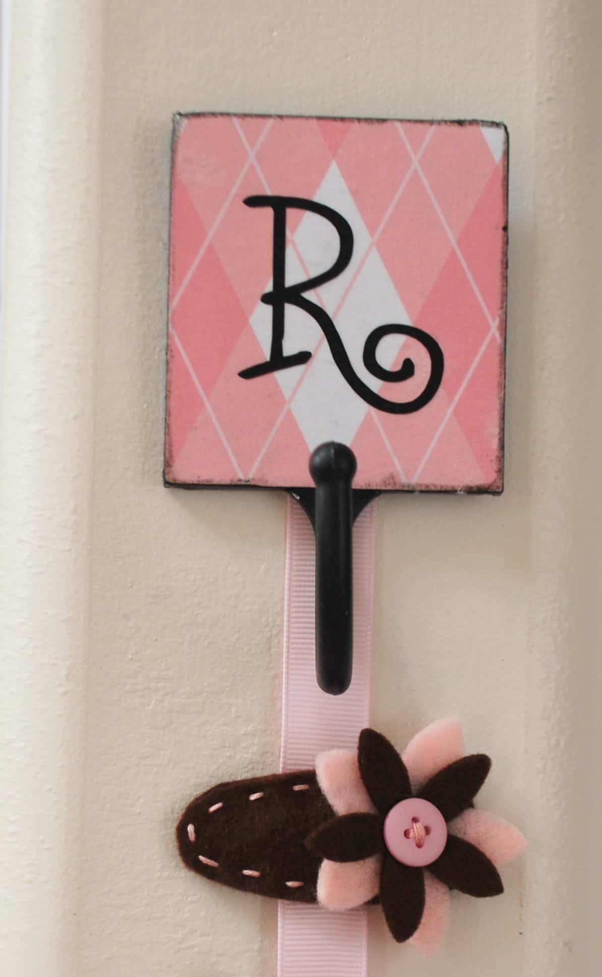 Single Initial Monogram Pink Key Fob