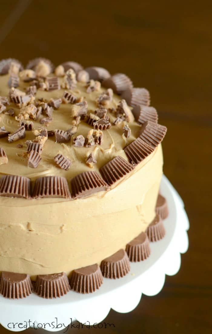 Buckeye Cake: Moist Chocolate Cake w/ PB Frosting - Chelsweets