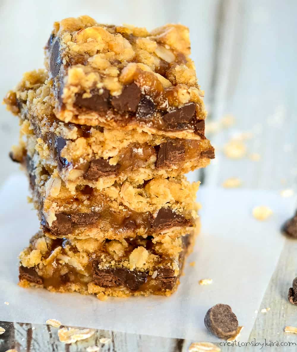 Chocolate Chip Oatmeal Carmelitas - Creations by Kara