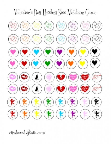 Valentines Day Matching Game- free printable - Creations by Kara