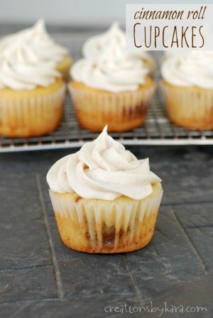 Cinnamon Roll Cupcakes with Cream Cheese Frosting - Creations by Kara