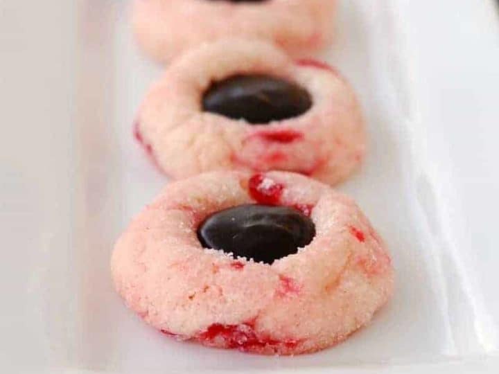 Cherry Chocolate Thumbprint Cookies