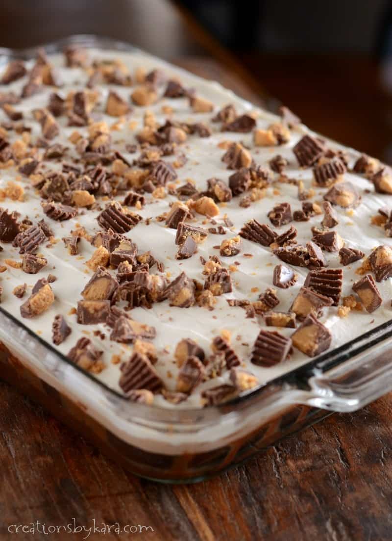 Reese's Peanut Butter Chocolate Poke Cake - Creations by Kara