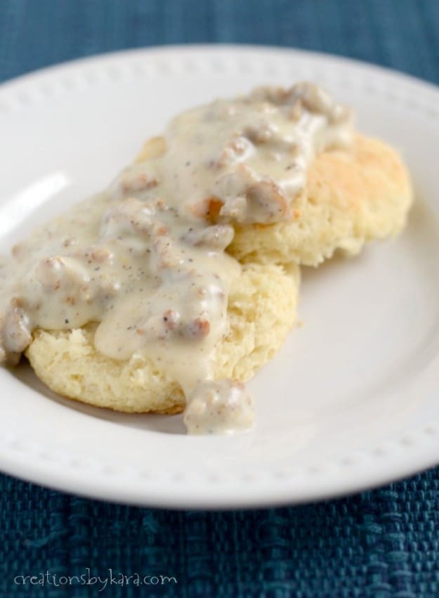 Sausage gravy with biscuits