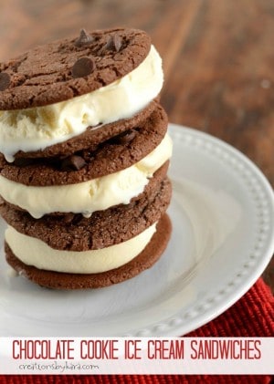 Chocolate cookie ice cream sandwiches