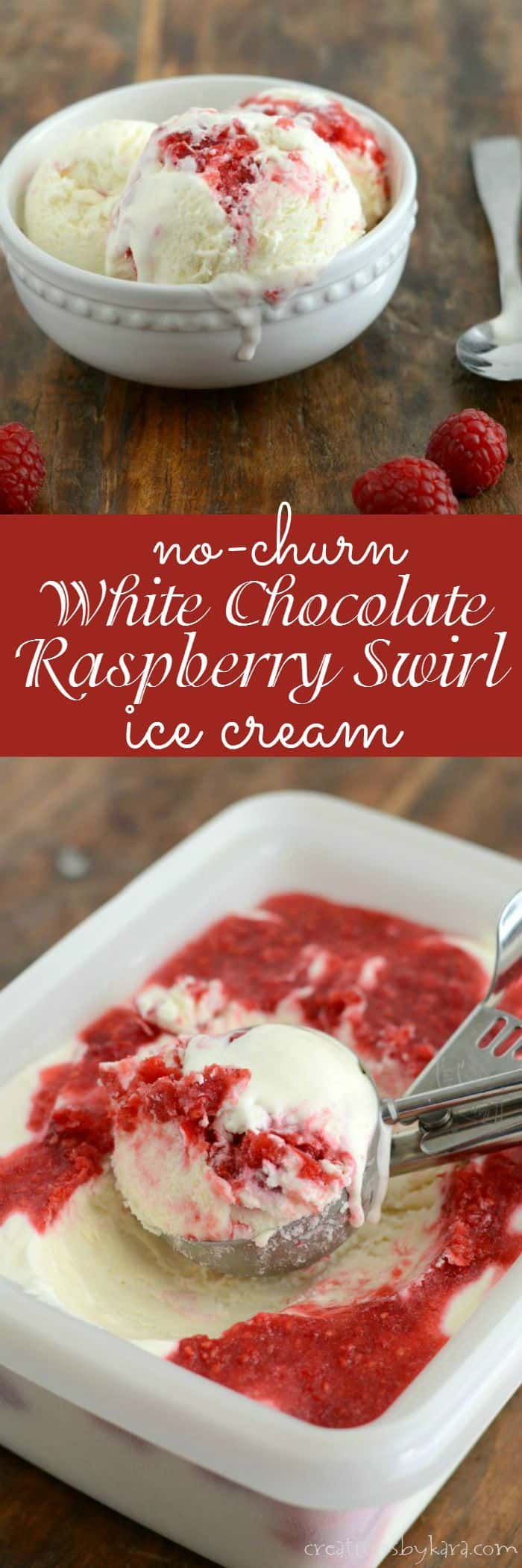 No-churn white chocolate raspberry swirl ice cream