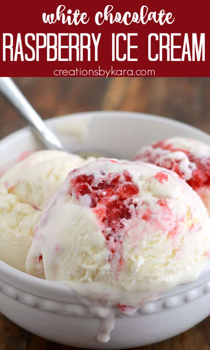 No-churn white chocolate raspberry swirl ice cream