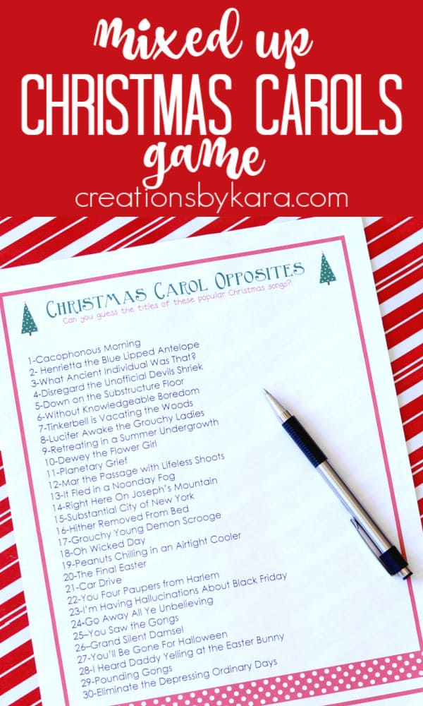 Free Christmas Carol Game - Creations by Kara