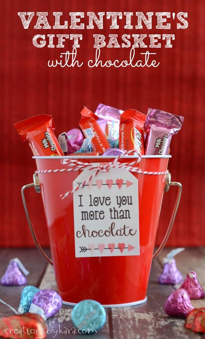 Chocolate Lover's Valentine's Gift Baskets with Printable ...