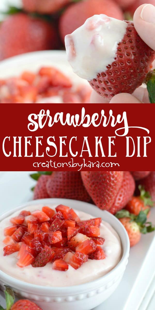 strawberry cheesecake dip recipe collage