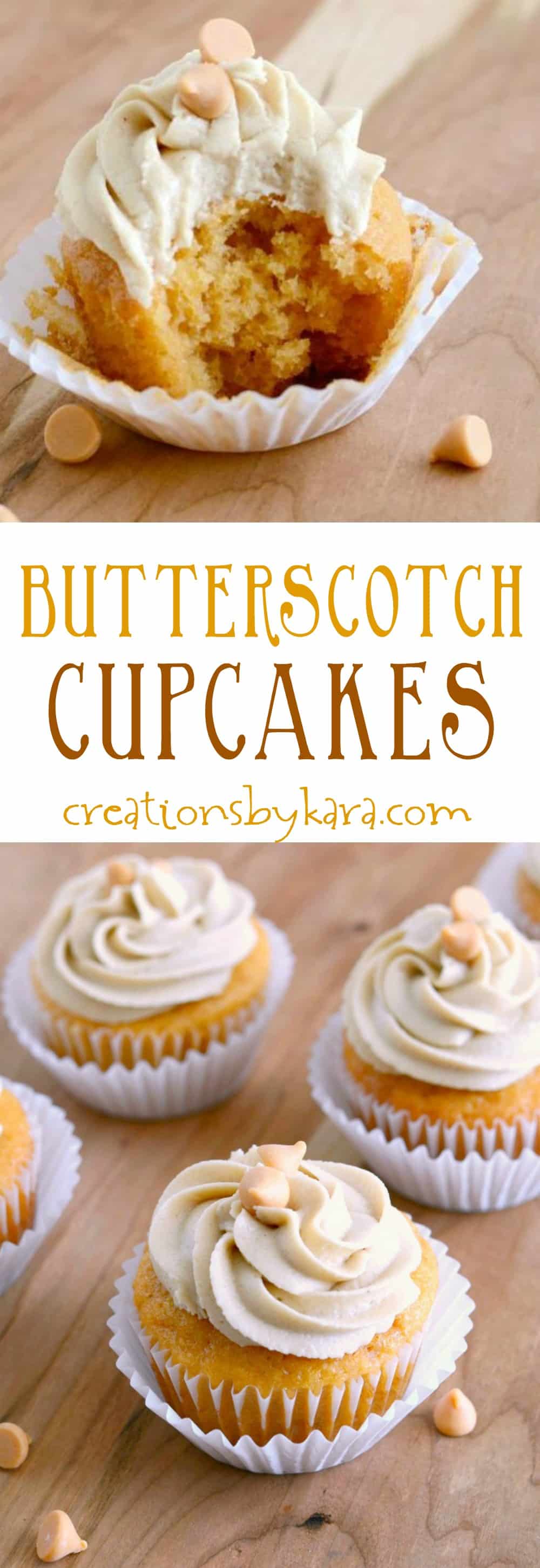 Butterscotch Cupcakes with Butterscotch Frosting - Creations by Kara