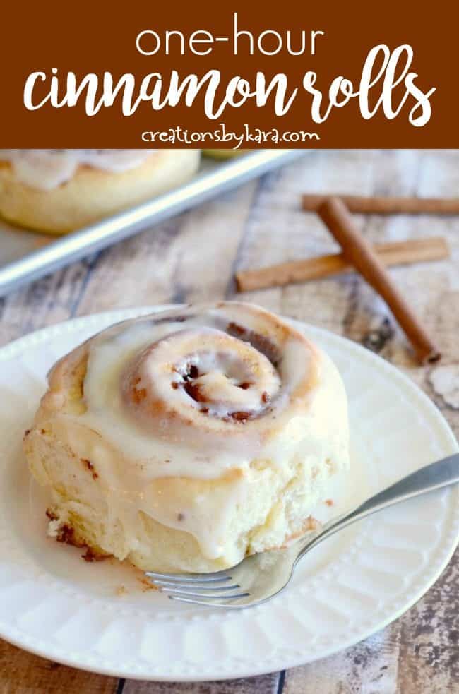 One Hour Cinnamon Rolls with Cream Cheese Frosting - Creations by Kara