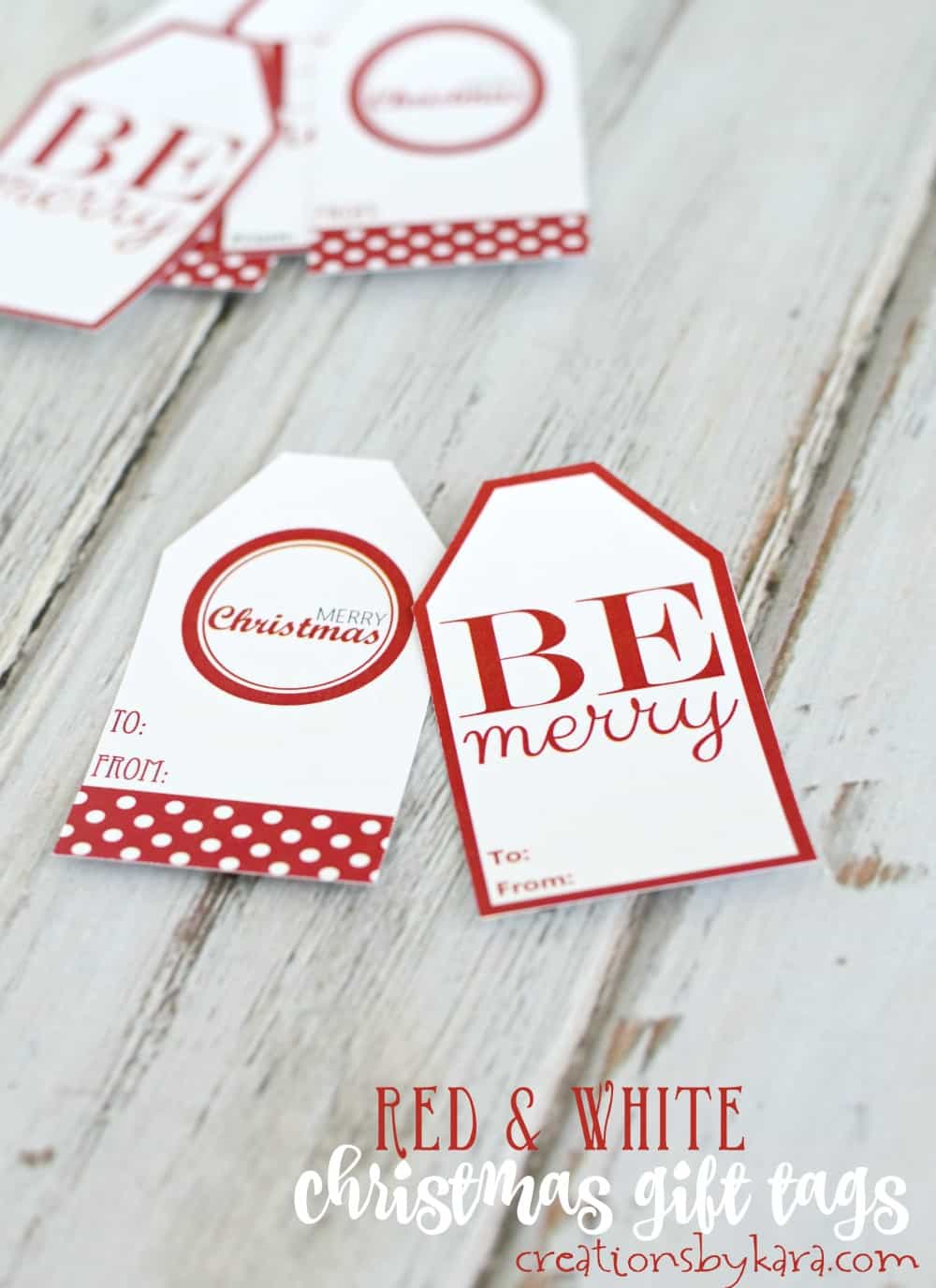 Red and White Christmas Gift Tags Free Printable - Creations by Kara