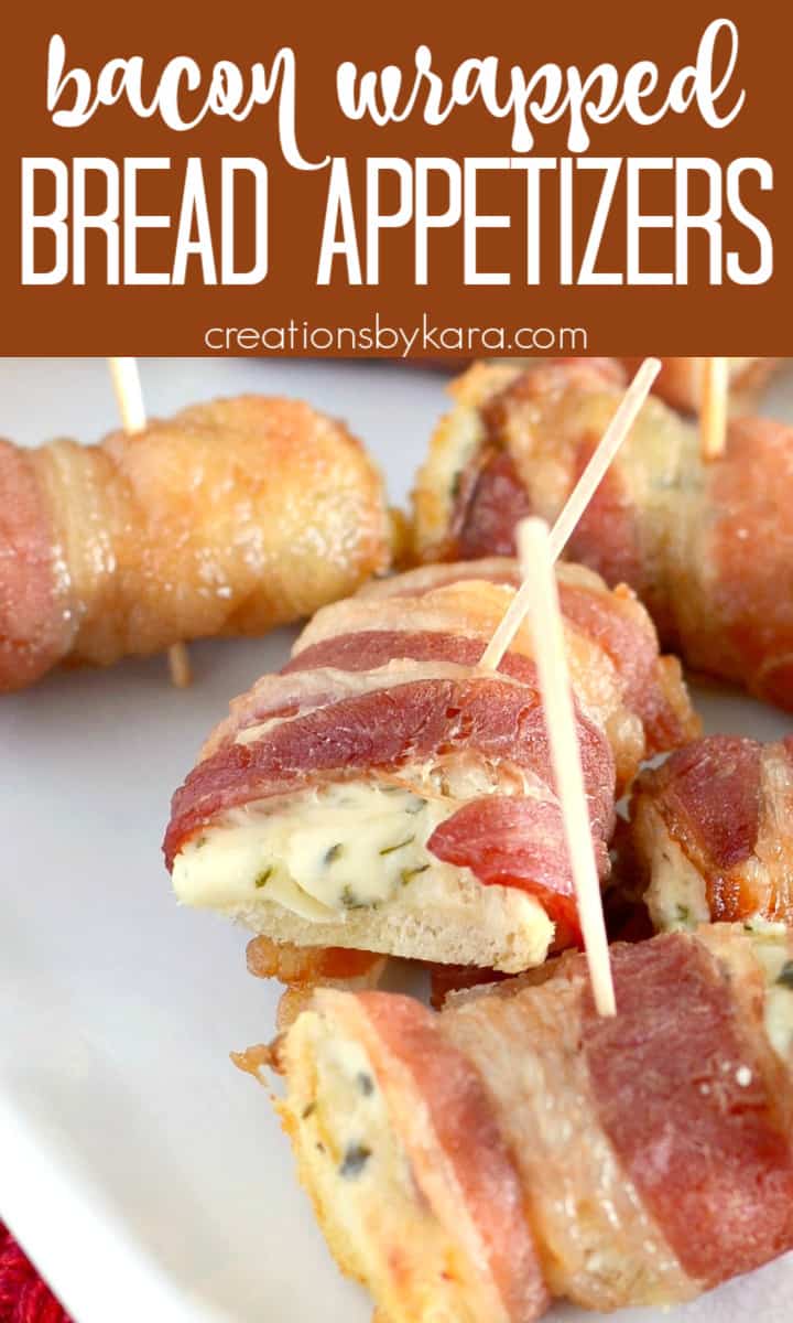 Easy Bacon Wrapped Bread Bite Appetizers Creations by Kara