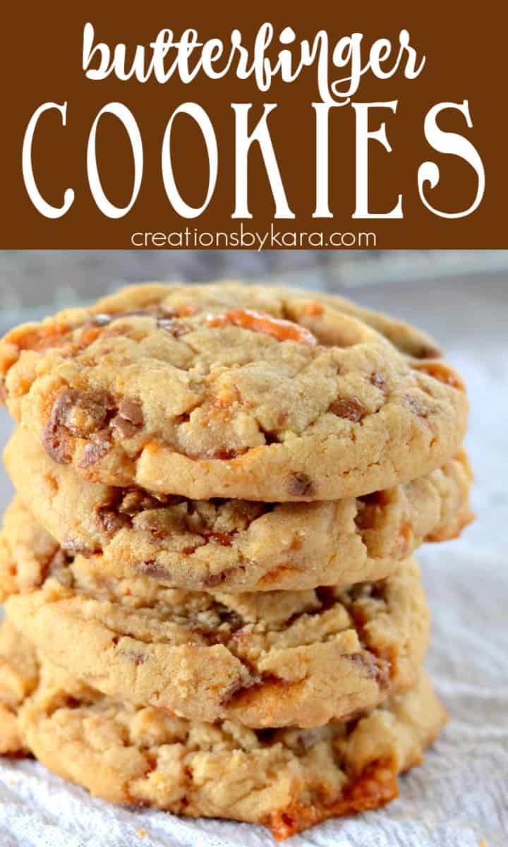 Peanut Butter Butterfinger Cookies - Creations by Kara