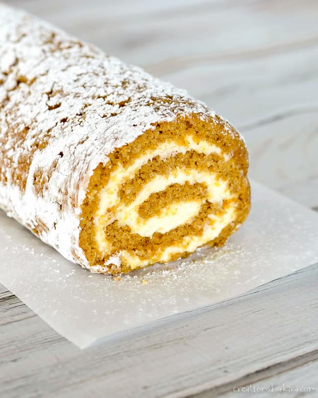 Pumpkin Roll with Cream Cheese - Cooking with Cocktail Rings