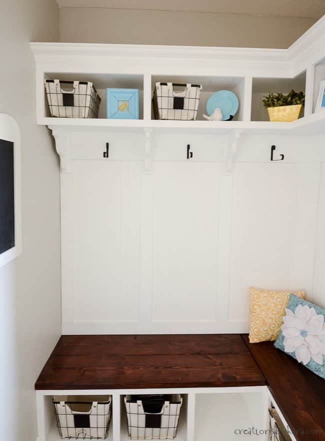 Corner Mudroom Bench with Cubbies and Shelves - Creations by Kara