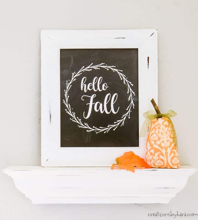 fall printable art in a white frame