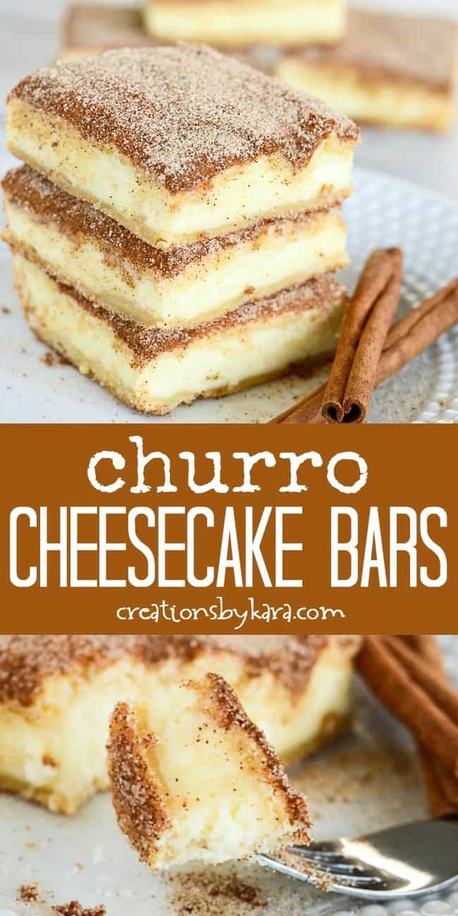 Churro Cheesecake Bars - Creations by Kara