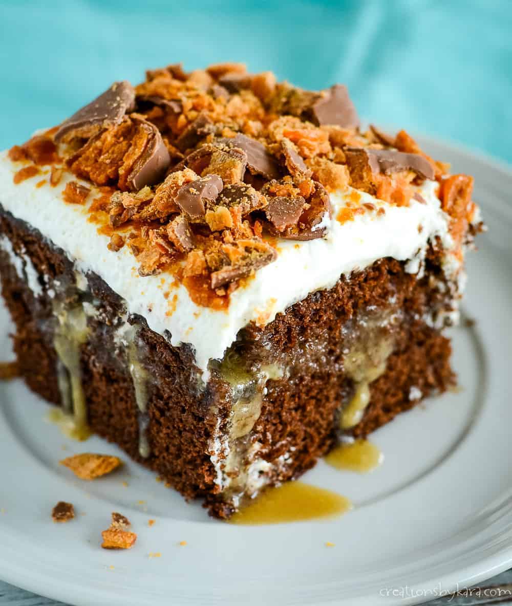 Pumpkin Toffee Poke Cake - Diary of A Recipe Collector