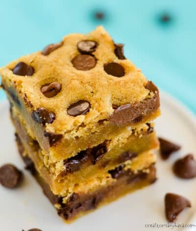 Chocolate Chip Cookie Bar Recipe - Creations by Kara