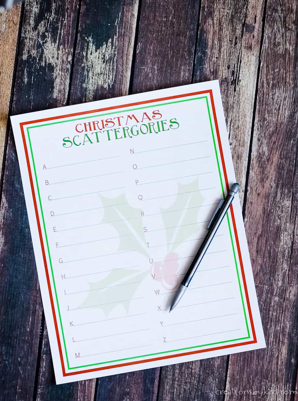 Christmas Scattergories Free Printable Game Creations By Kara