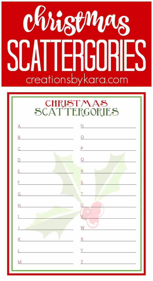 Christmas Scattergories Free Printable Game Creations By Kara