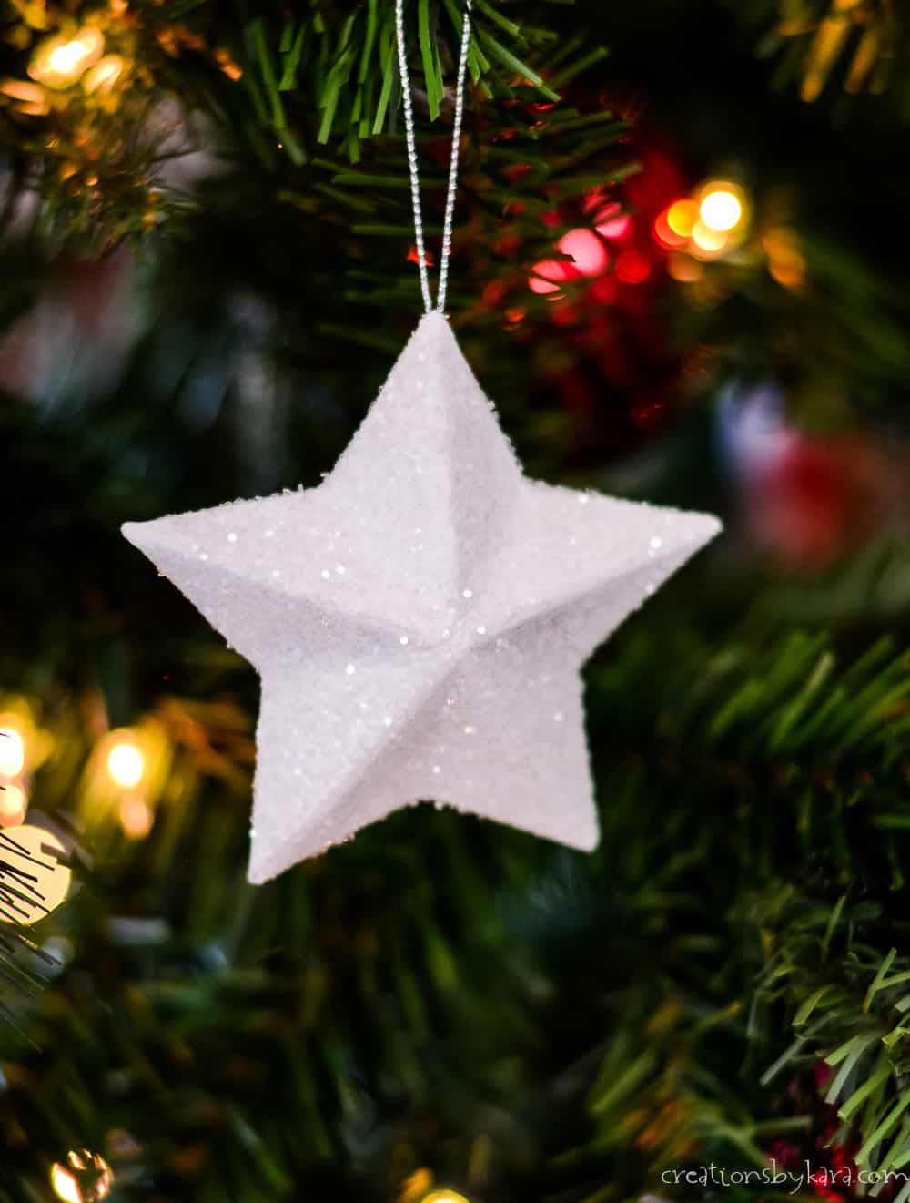 Glitter Stars Christmas Ornament Tutorial - Creations by Kara