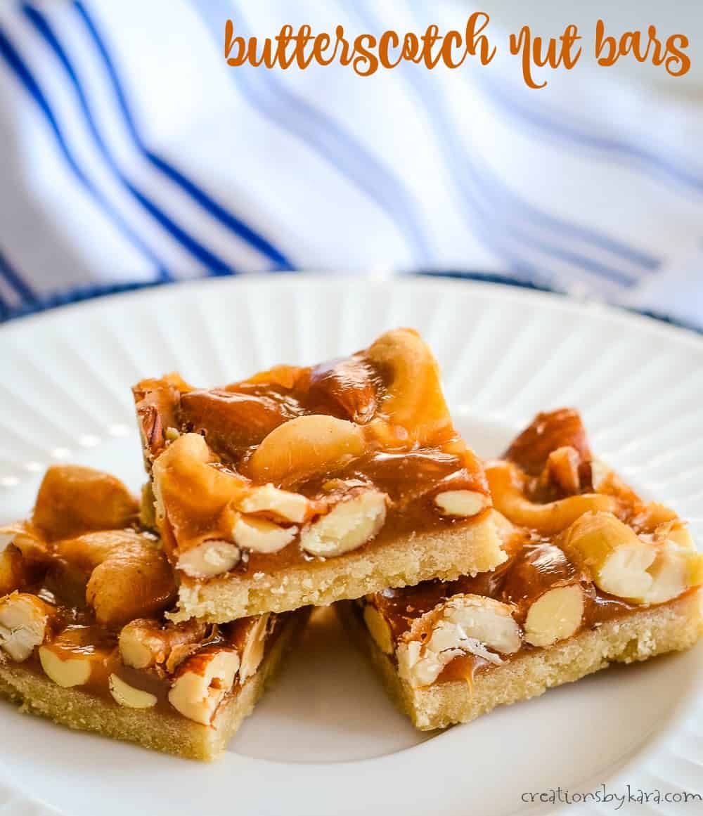 Butterscotch Mixed Nut Bars Recipe Creations By Kara