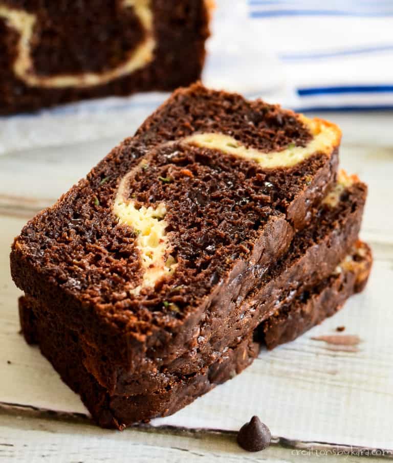 Chocolate Zucchini Bread with Cream Cheese Filling - Creations by Kara