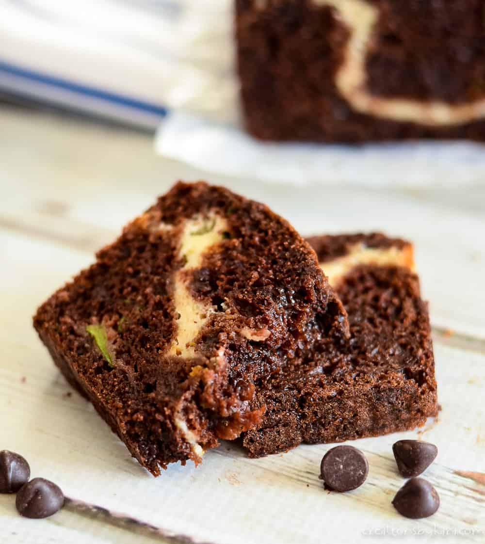 Chocolate Zucchini Bread with Cream Cheese Filling - Creations by Kara