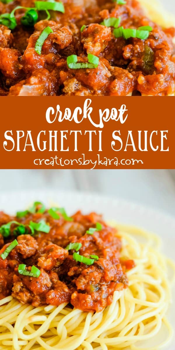 Meaty Slow Cooker Spaghetti Sauce Recipe - Creations by Kara