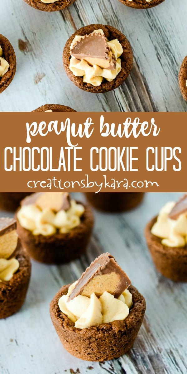 Mini Chocolate Peanut Butter Cookie Cups - Creations by Kara