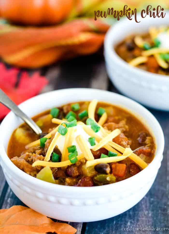 Meaty Pumpkin Chili Recipe (so good!) - Creations by Kara