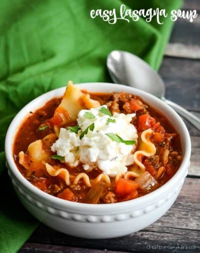 Easy One Pot Lasagna Soup Recipe - Creations by Kara