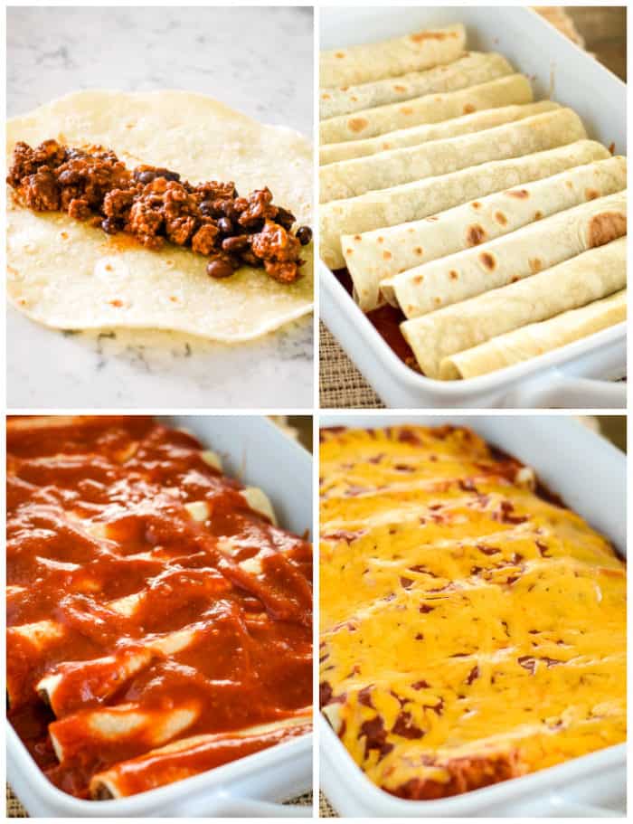 Easy Ground Beef Enchiladas with Beans - Creations by Kara