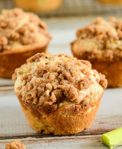 Rhubarb Muffins with Crumb Topping - Creations by Kara