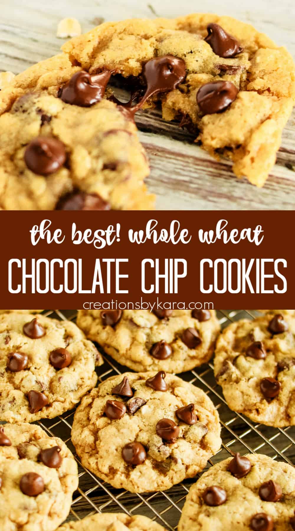 BEST Whole Wheat Chocolate Chip Cookies (w/oats)- Creations by Kara