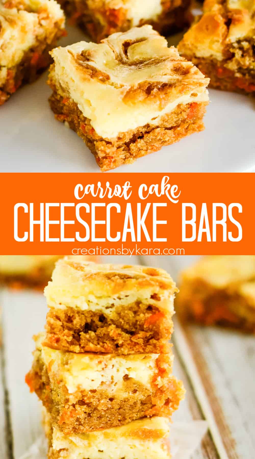 Carrot Cake Cheesecake Bars - Creations by Kara