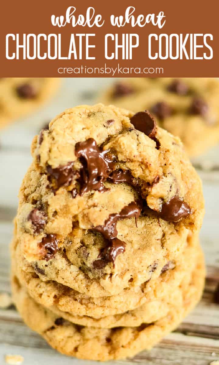 BEST Whole Wheat Chocolate Chip Cookies (w/oats)- Creations by Kara