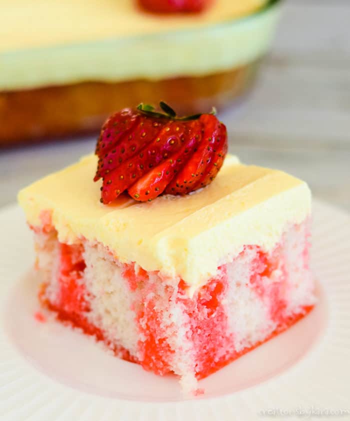Strawberry Jello Poke Cake W Pudding Frosting Creations By Kara