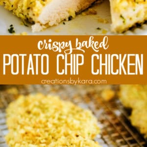 crispy baked potato chip chicken recipe collage