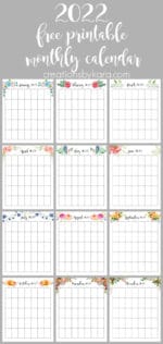 Floral 2022 Calendar Printable - Creations by Kara