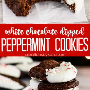 chocolate peppermint cookies dipped in white chocolate