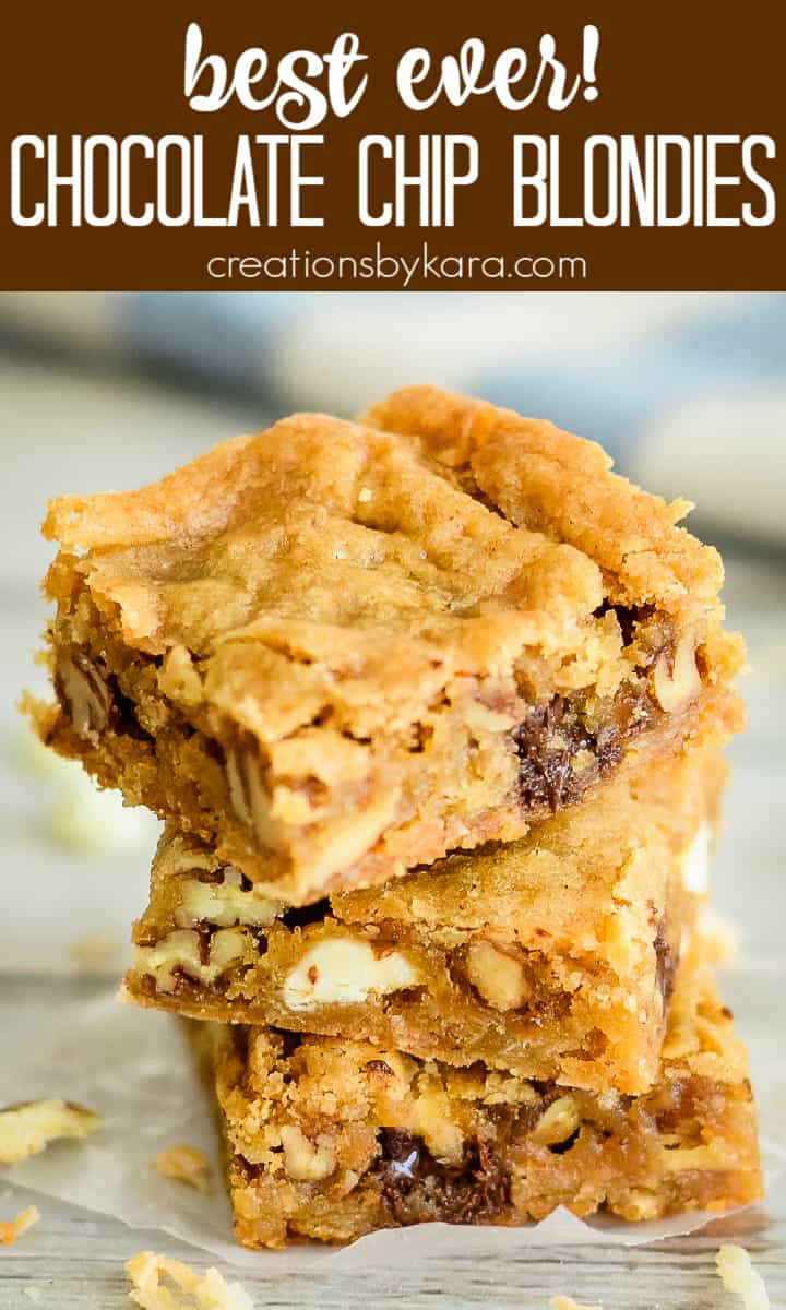 Chocolate Chip Blondies Recipe - Creations by Kara